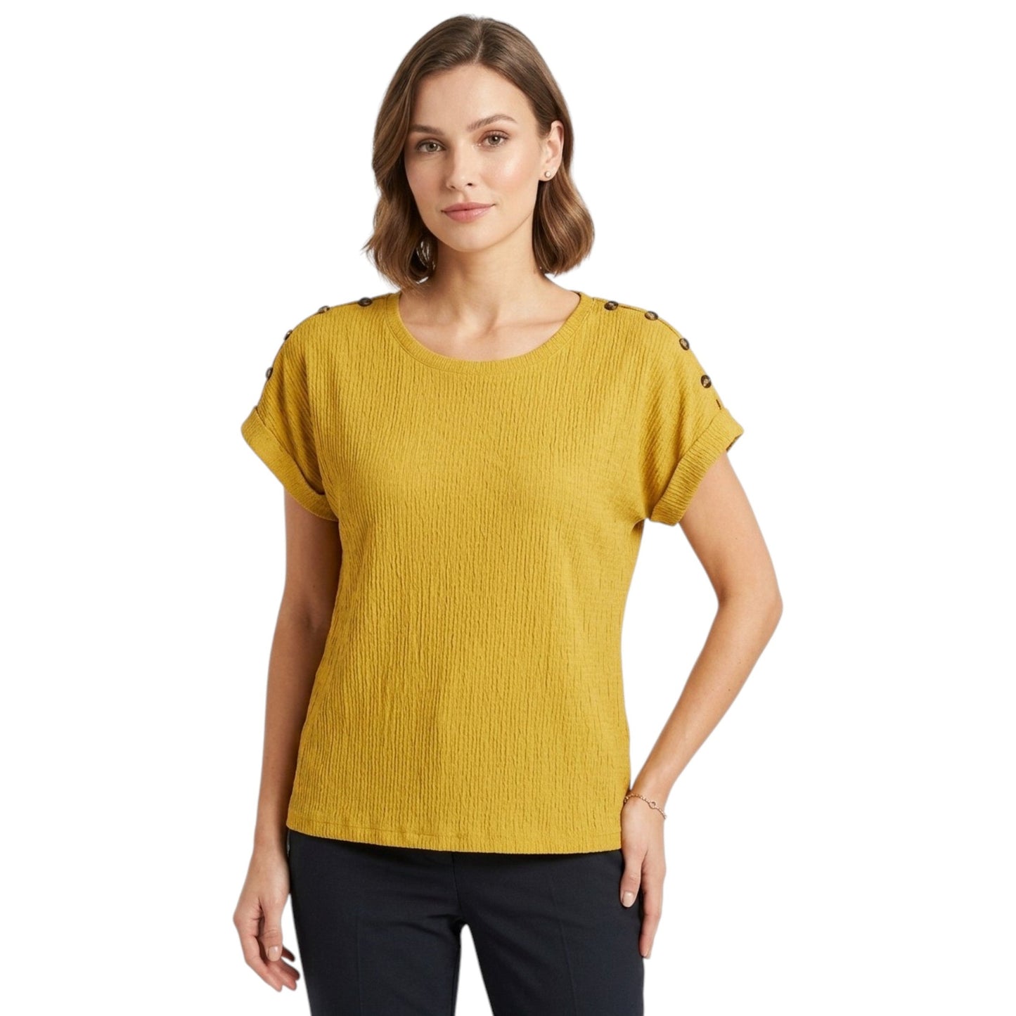 Women's Textured Top,Olive Yellow