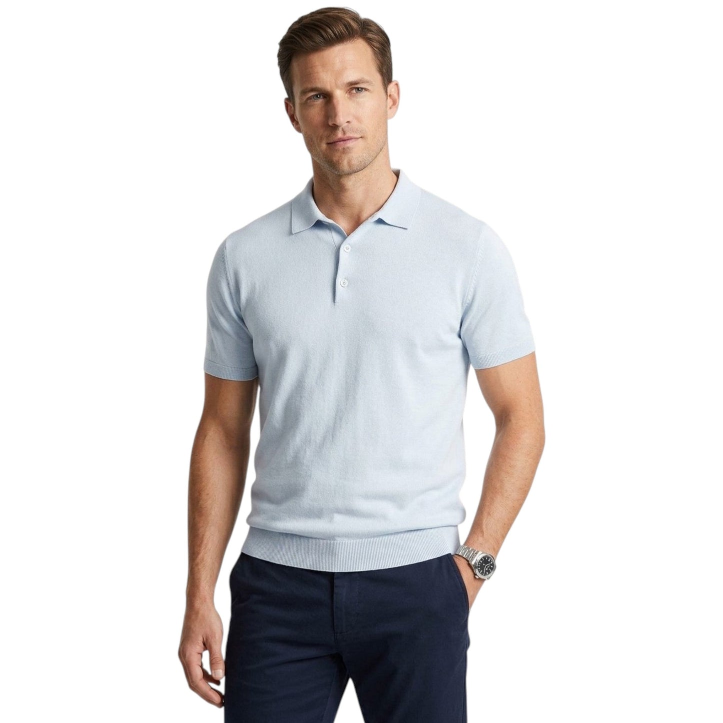 Men's Plain Solid Top,Light Blue