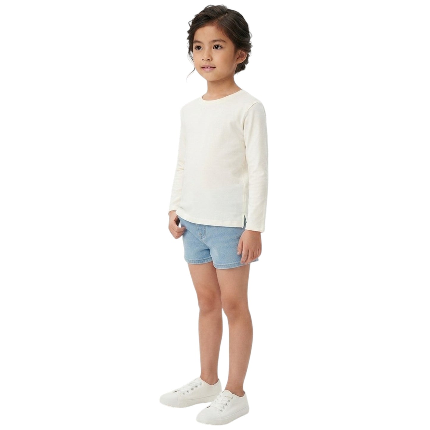 Kids Girl's Plain Solid Top,White