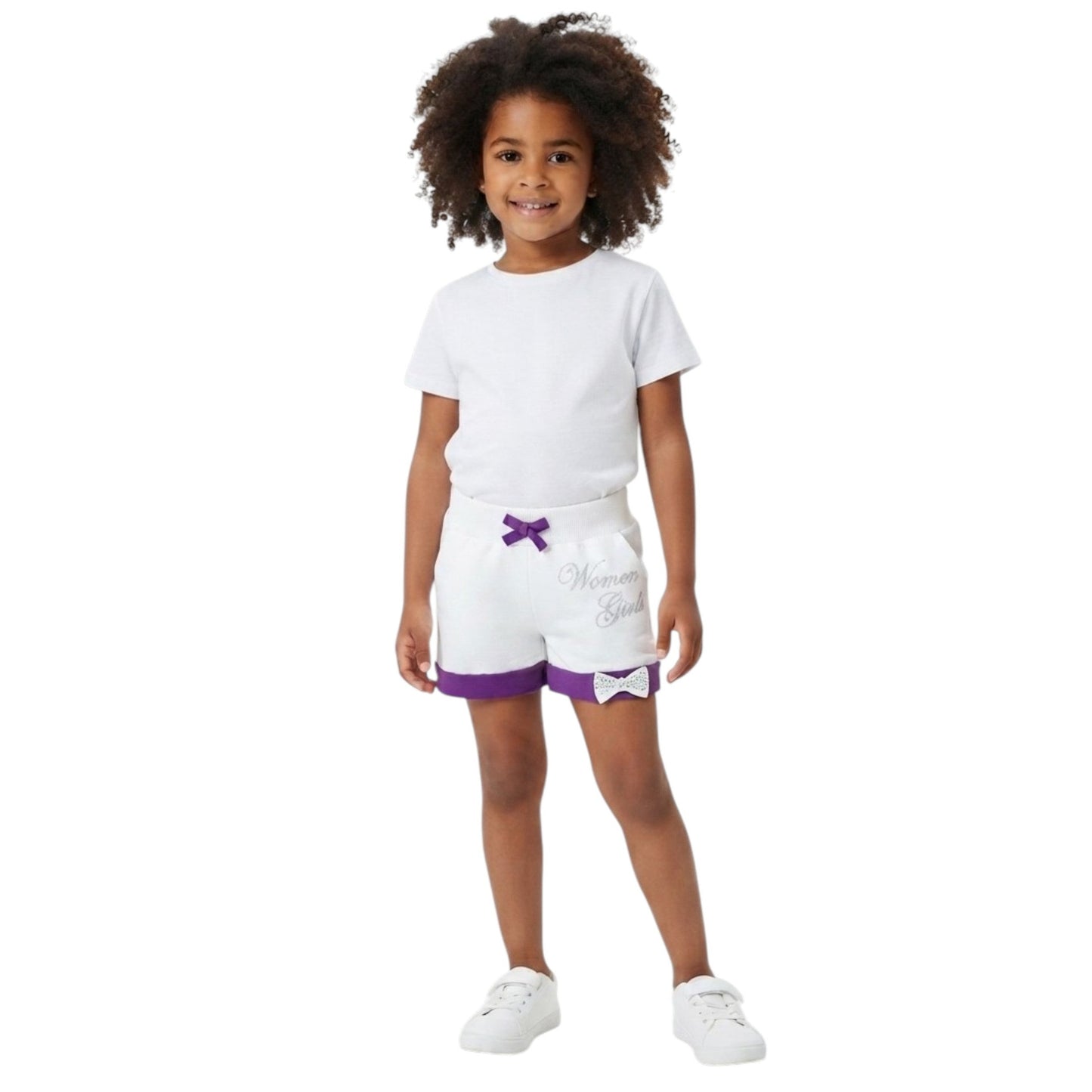 Kids Girl's Printed Short,White