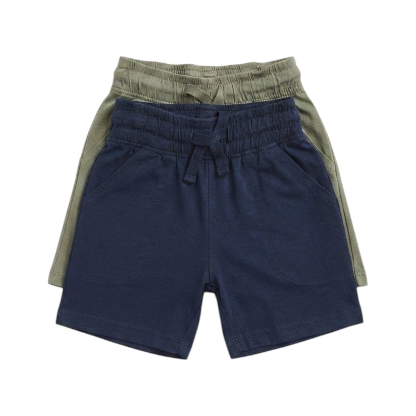 Kids Boy's Plain Solid Short Set 2Pieces,Olive/Navy