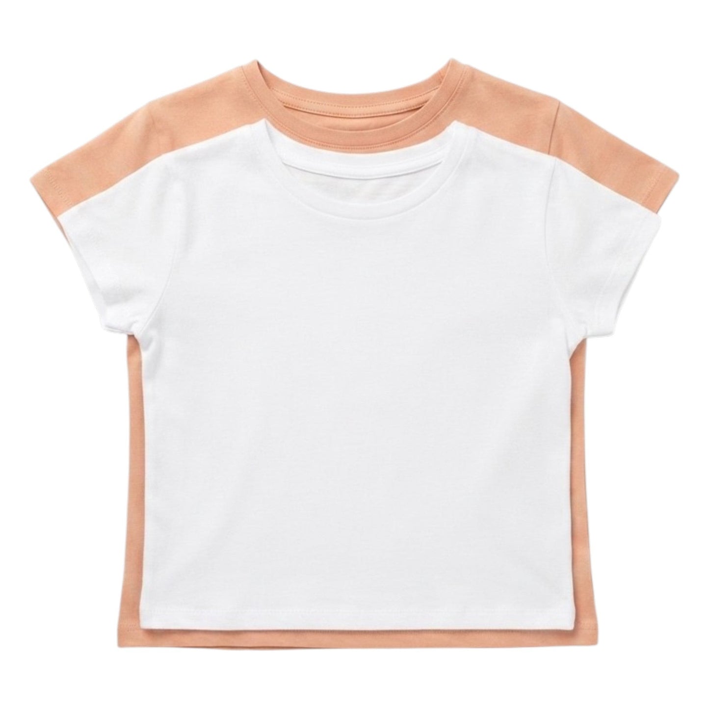 Kids Girl's Plain Solid Top Set 2Pieces,Coral/White