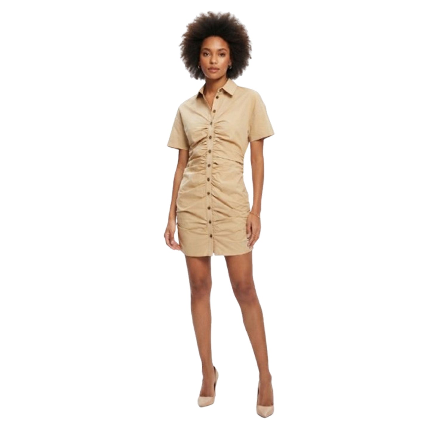 Women's Plain Solid Dress,Dark Beige