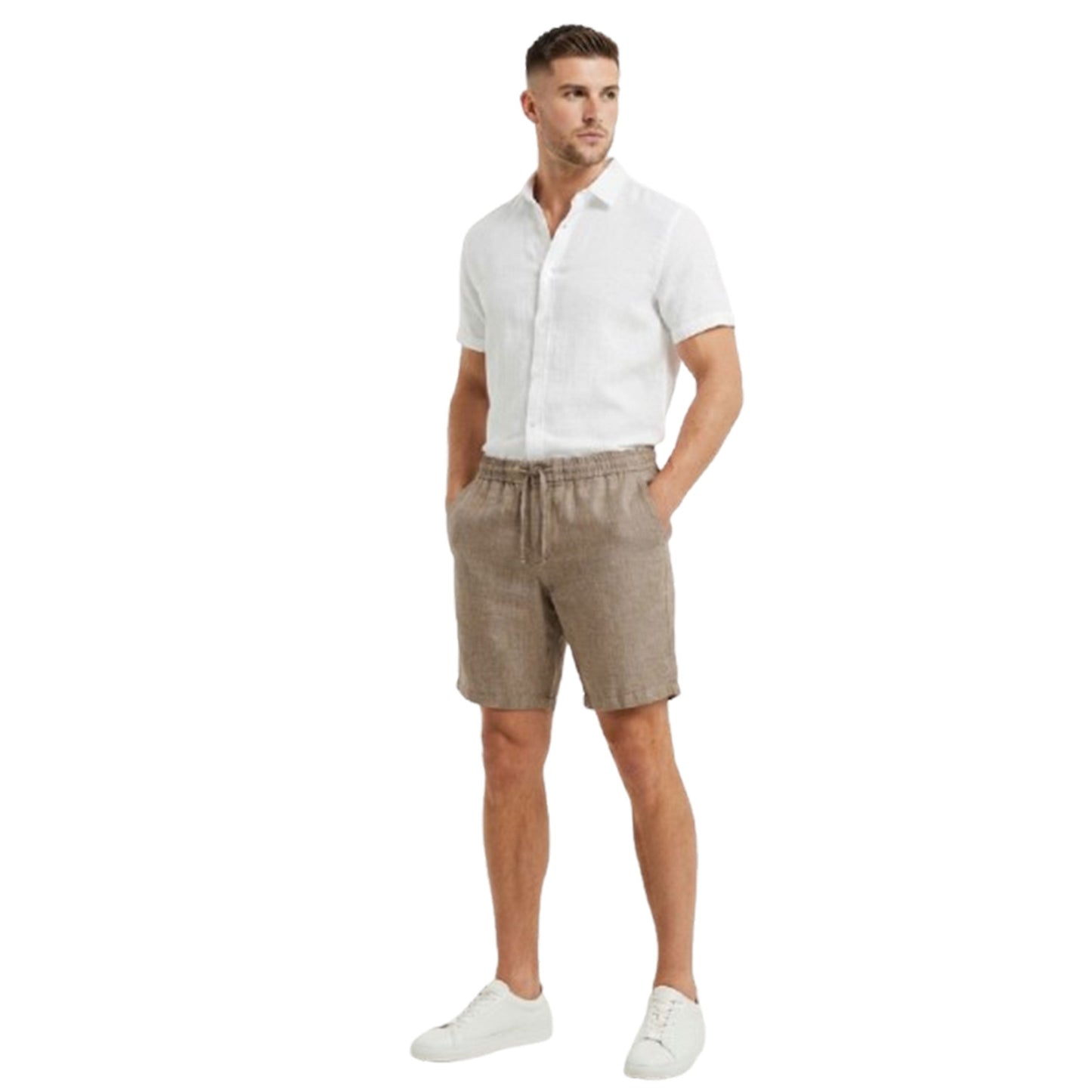 Men's Plain Solid Short,Dark Khaki