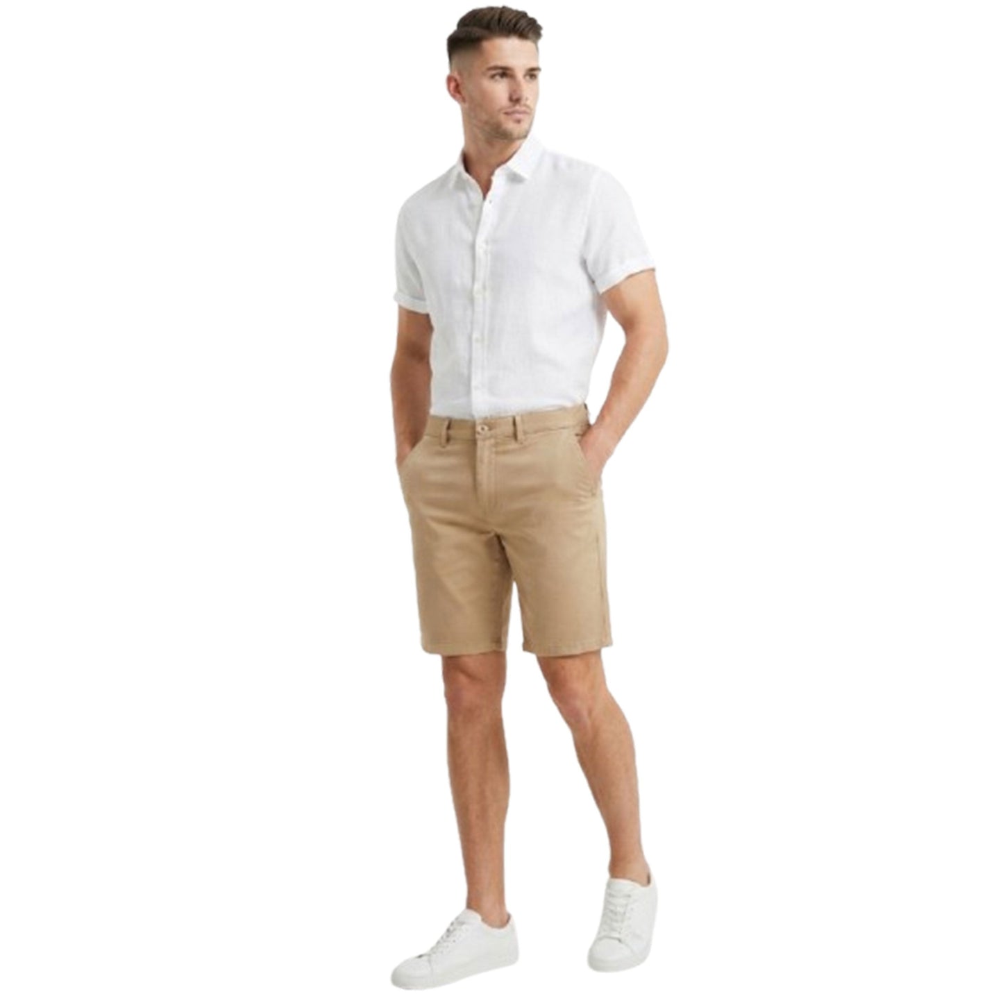 Men's Plain Solid Short,Dark Beige