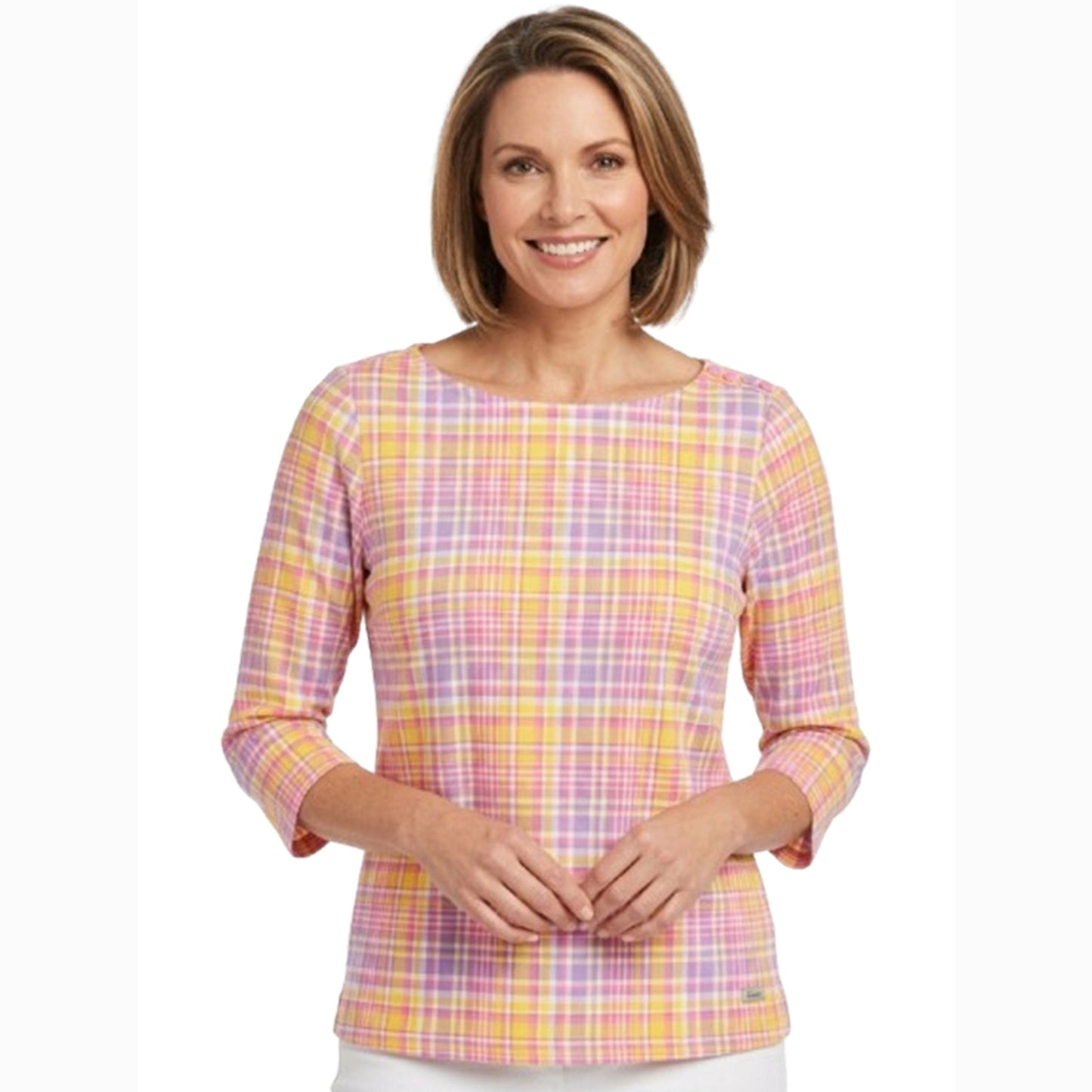 Women's Plaid Top,Multi