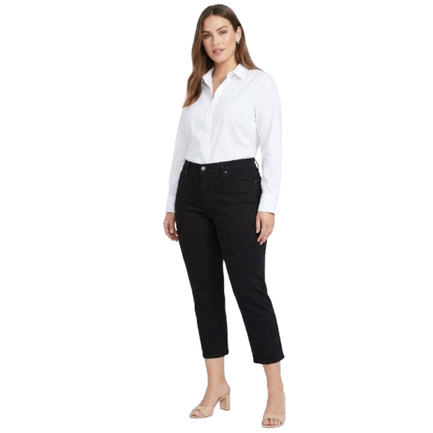 Women's Plain Solid Capri Jeans,Black