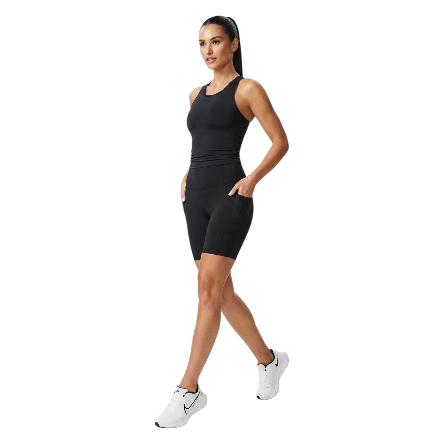 Women's Plain Solid Short Legging,Black