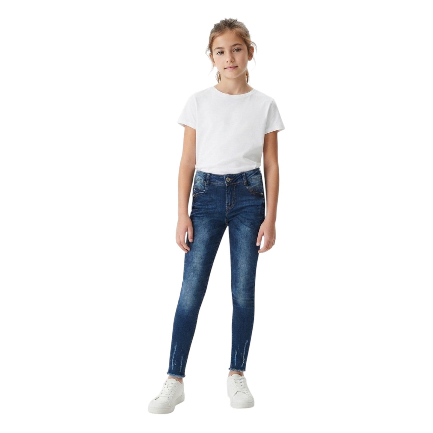 Kids Girl's Washed Jeans,Navy