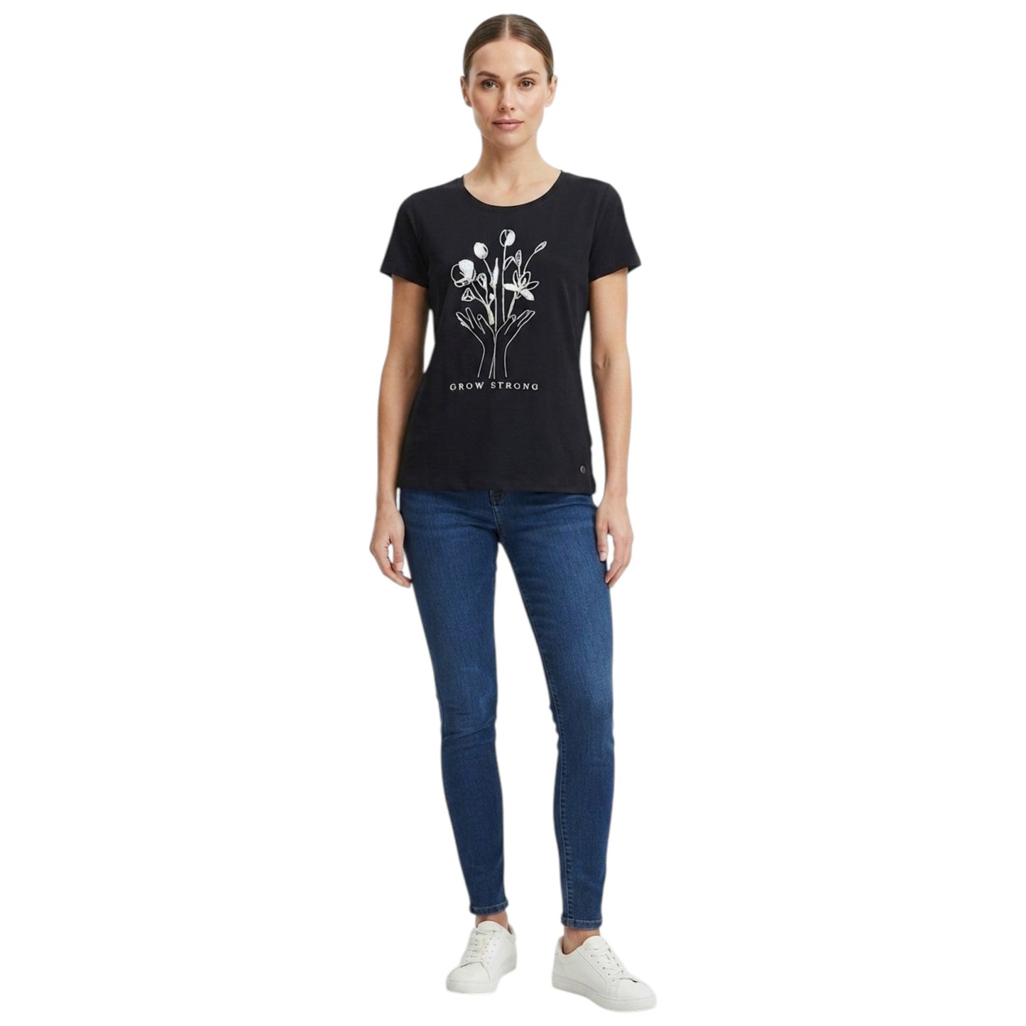 Women's Floral Printed Top,Black
