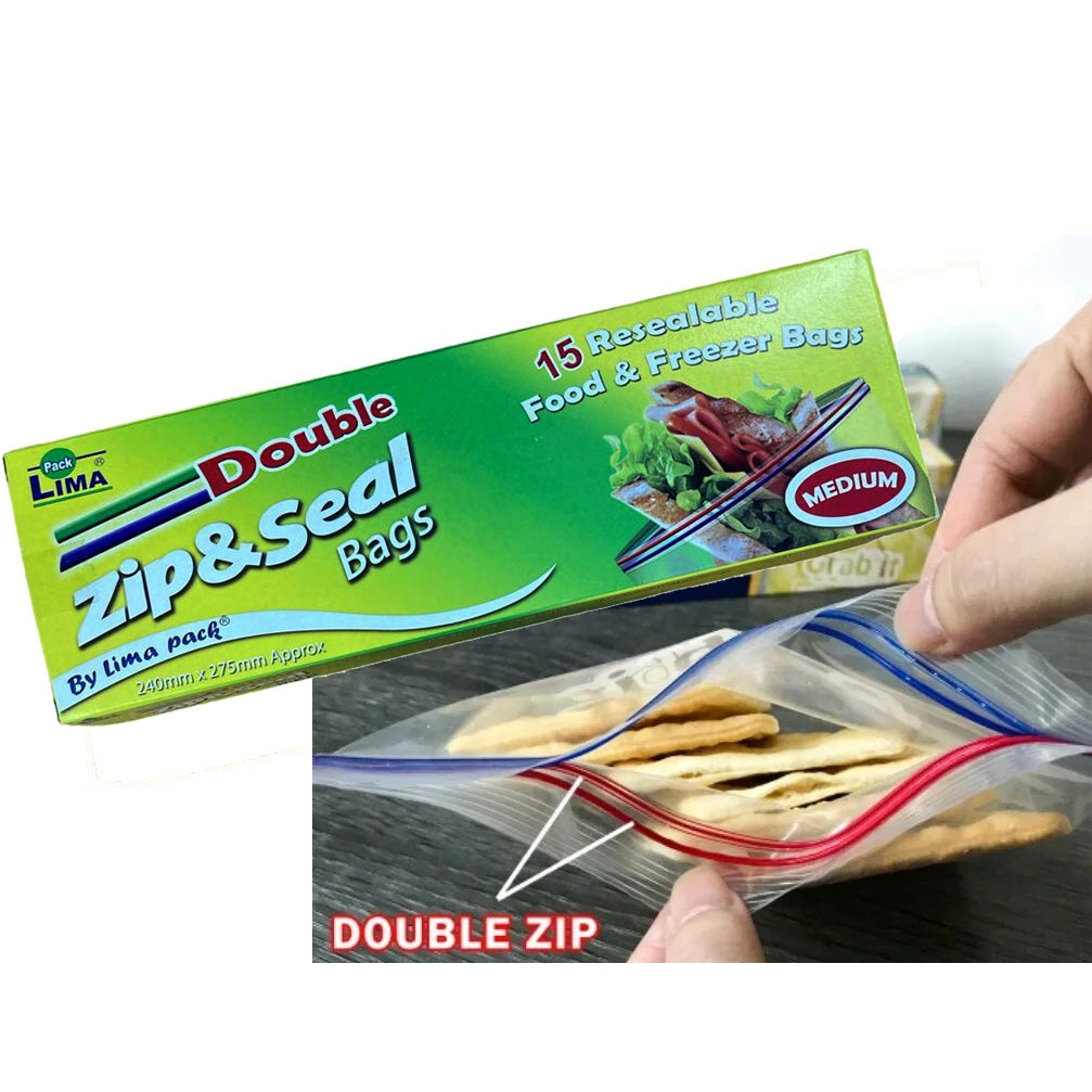 Medium Double Zip & Seal Bags X15