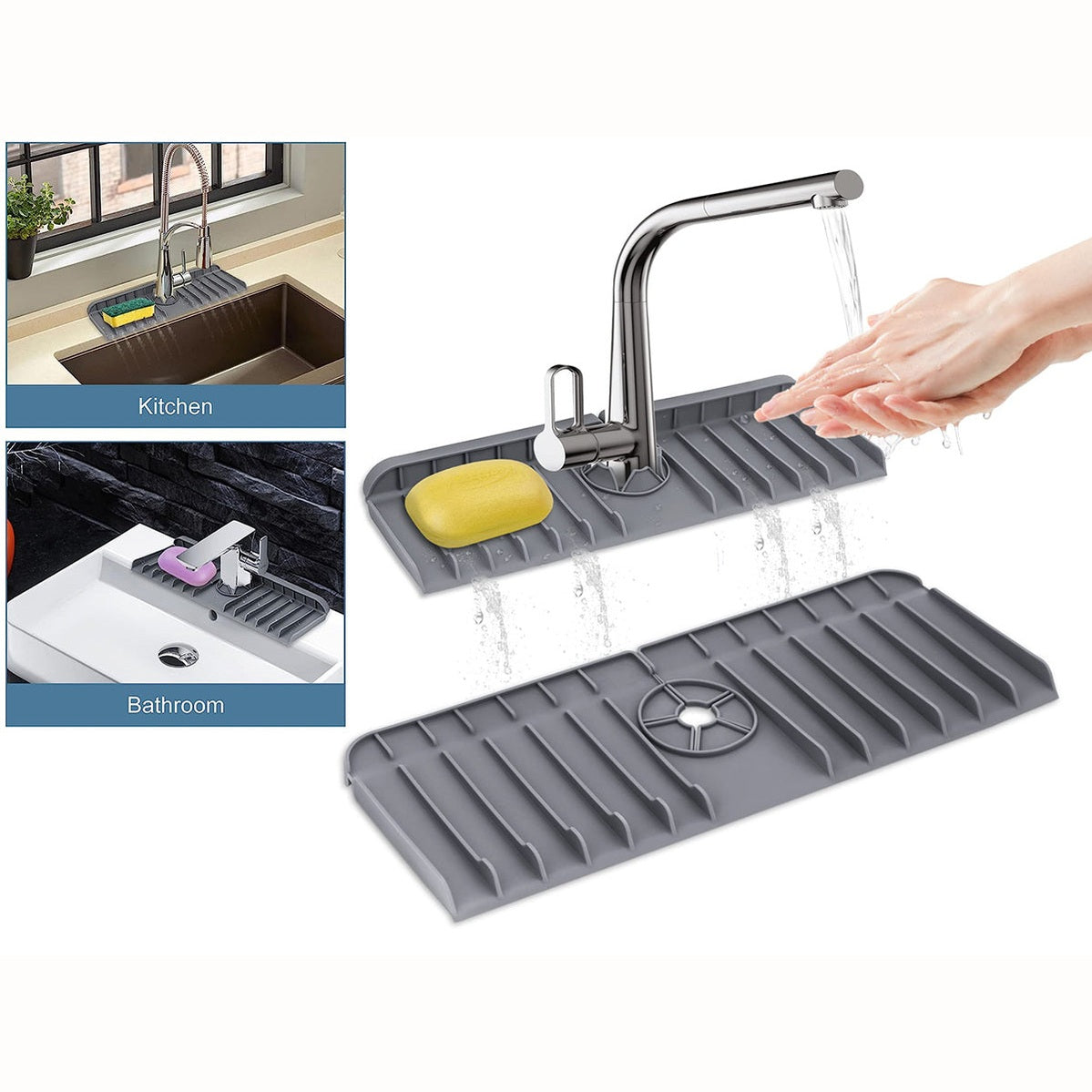 Surface Draining Mat Silicone Multipurpose Splash Proof Pad for Faucet