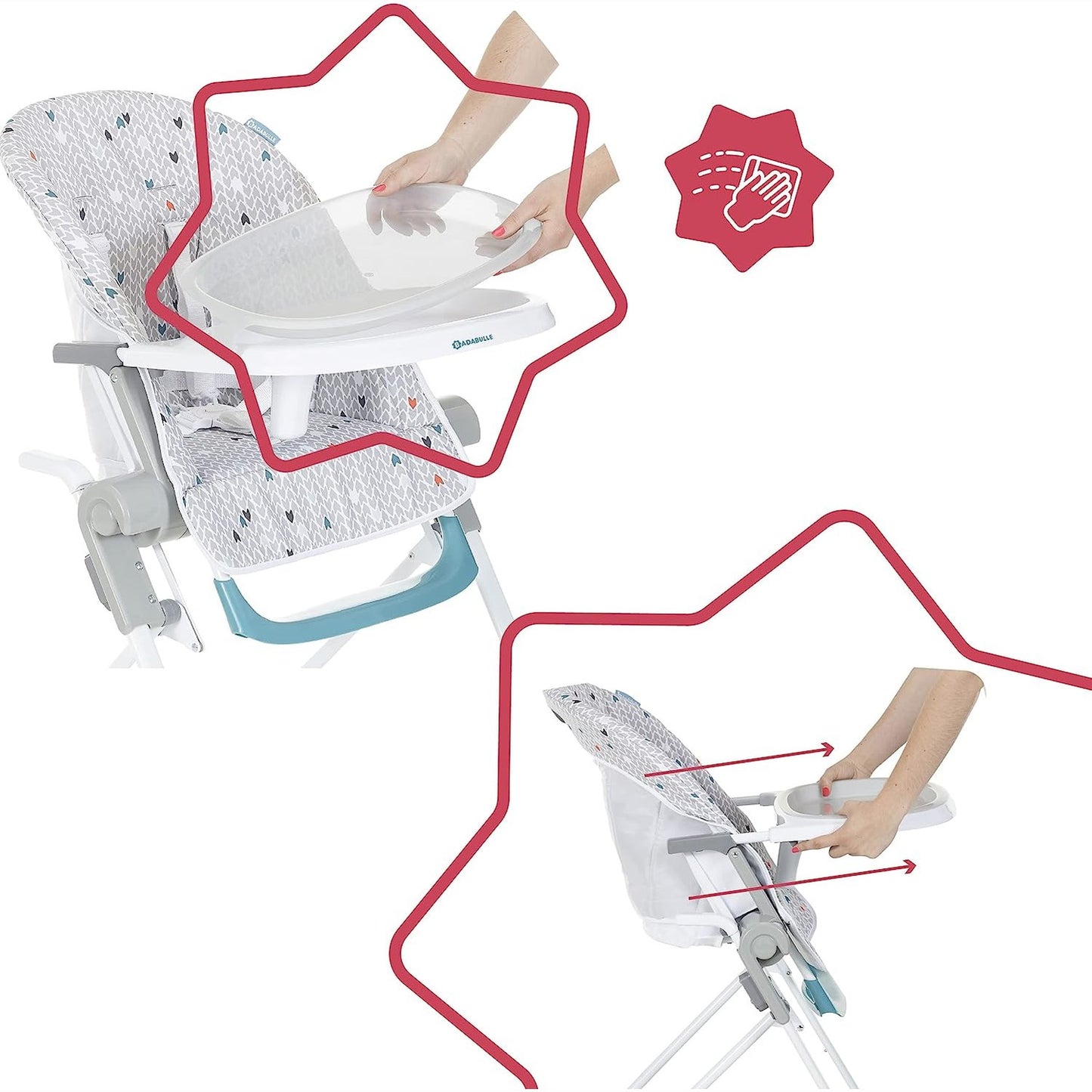 High Chair Compact - Grey pattern