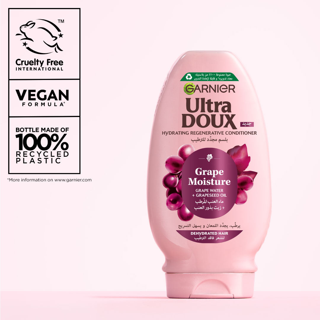 Garnier Ultra Doux Grape Moisture Hydrating Regenerative Conditioner for Dehydrated Hair With Hydrating Grape Water + Antioxidant Grapeseed Oil