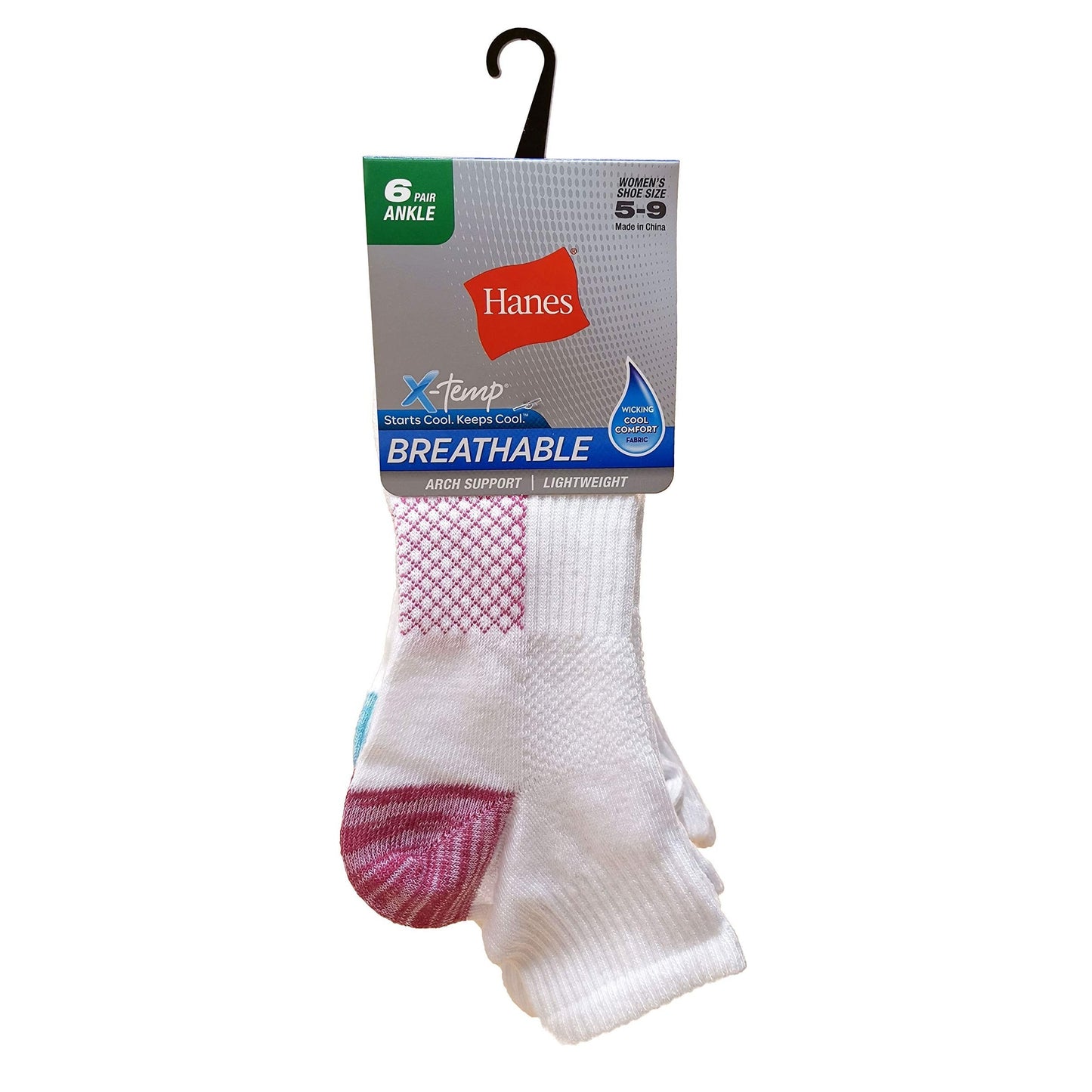 Hanes womens Hanes Women's (Pack of 6 Pair) Lightweight Breathable Ventilation Ankle fashion liner socks, White Assorted, 5 9 US - Medaid International