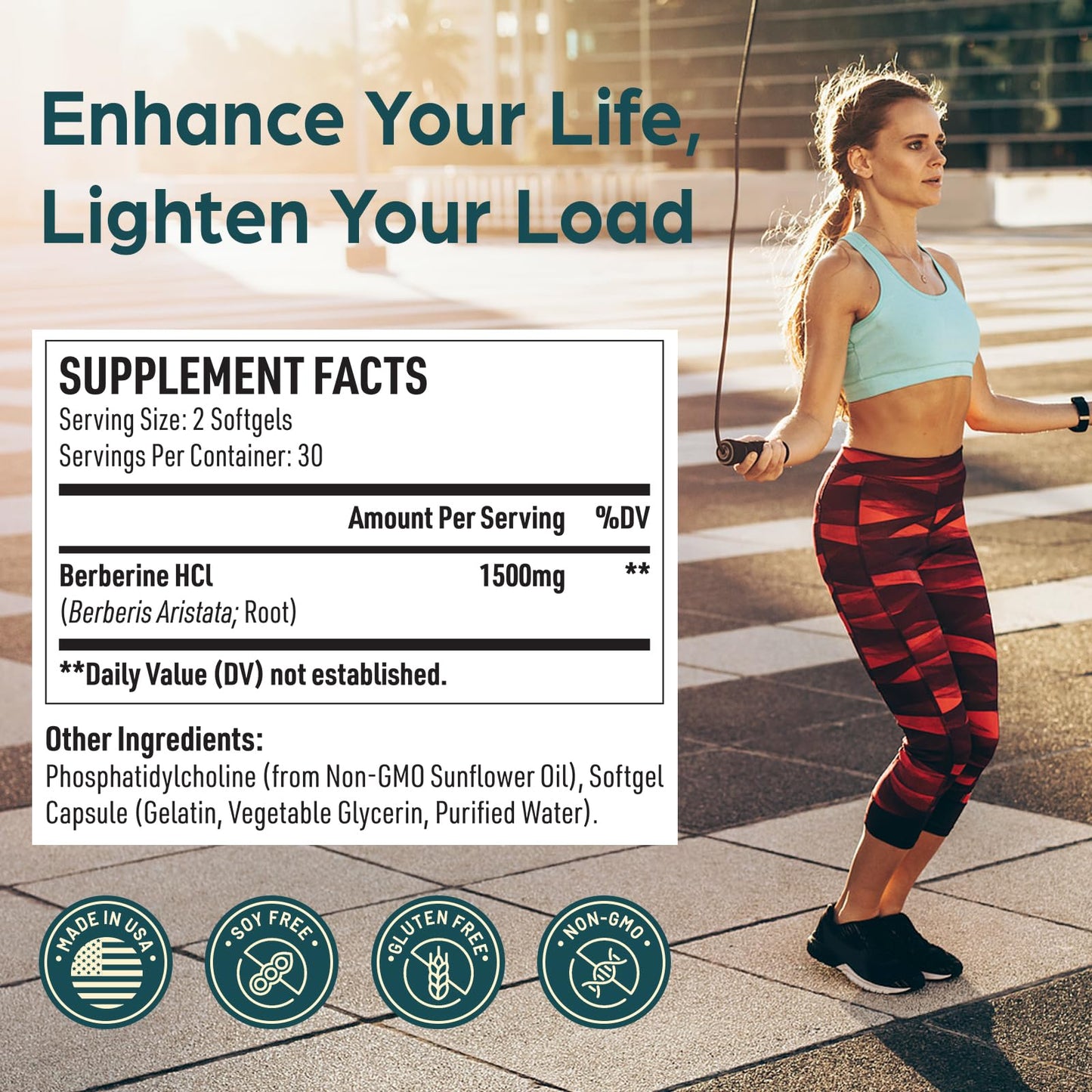Corpofuerte Liposomal Berberine HCl 1500 mg - Berberine Supplement Activates AMPK - Supports Body Balance in Women and Men - Third-Party Tested for Purity - Medaid International
