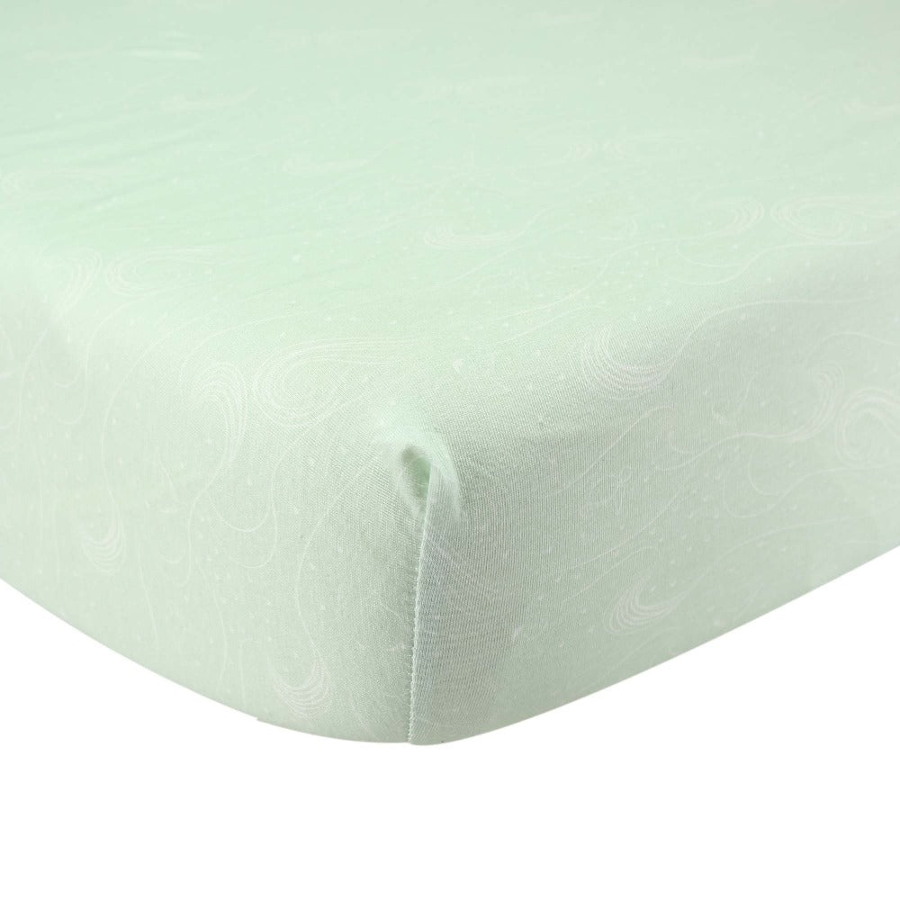 Baby fitted sheet - Sea green with ocean patterns