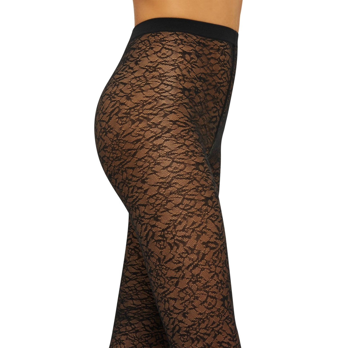 Wolford Women's Floral Jacquard Tights, Black, Small - Medaid International