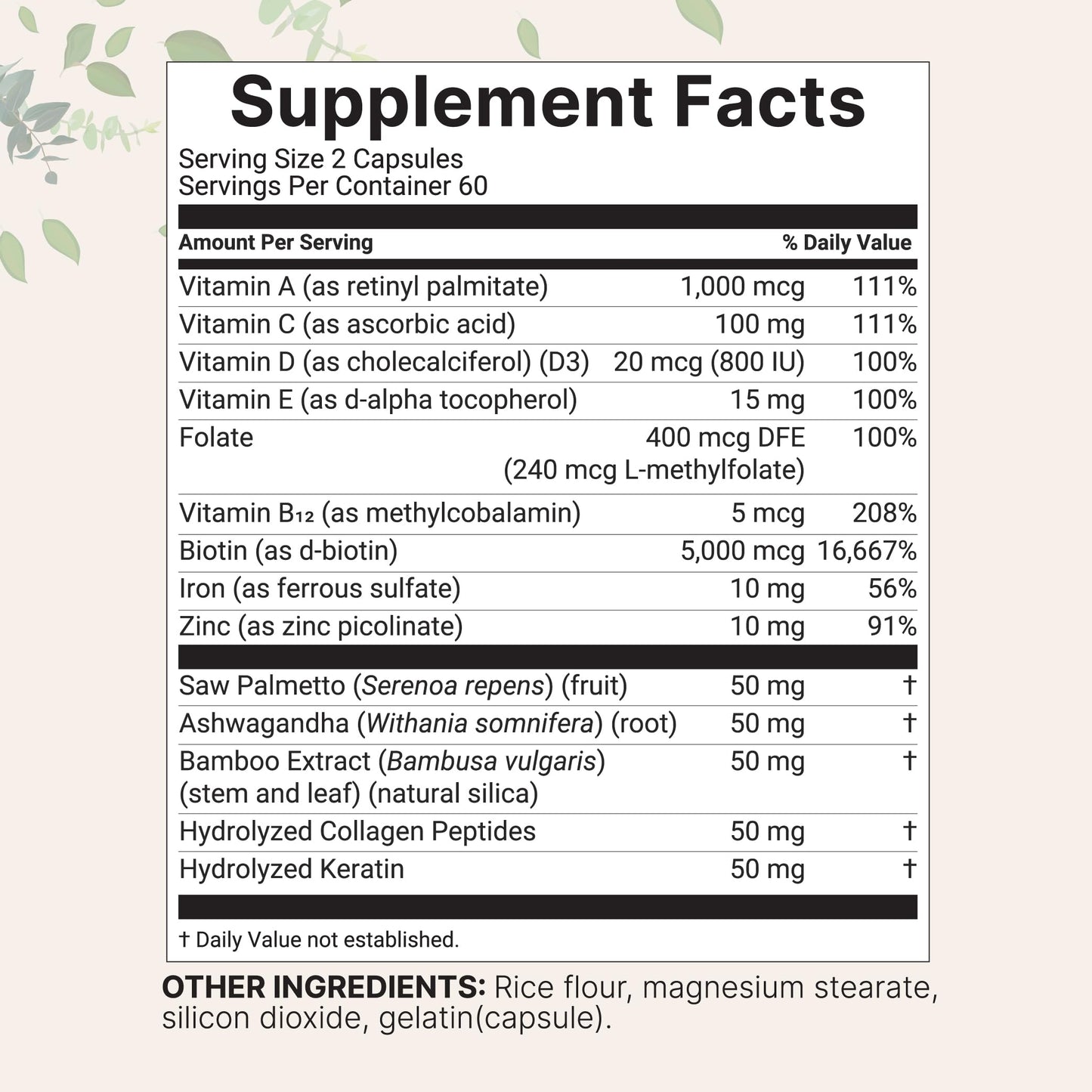Micro Ingredients Hair Growth Vitamins for Women & Men, 120 Capsules | 14-in-1 Formula with Biotin, Collagen, Keratin, Saw Palmetto & More | Thicker, Fuller, Nourishes Thinning & Loss Hair Support - Medaid International