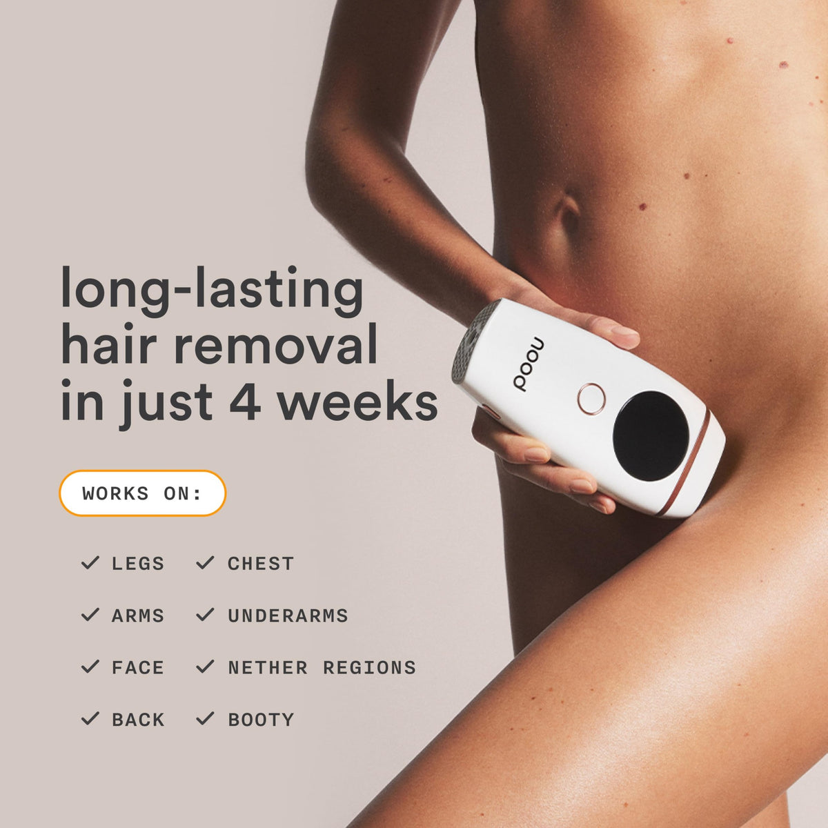 NEW Nood™ Flasher 2.0 + Serum + Shaving Starter Kit — IPL Laser Hair Removal Device for Women & Men with Refillable 5-Blade Razors & After Shave to Prevent Ingrowns & Slow Hair Regrowth — Gloss White - Medaid International