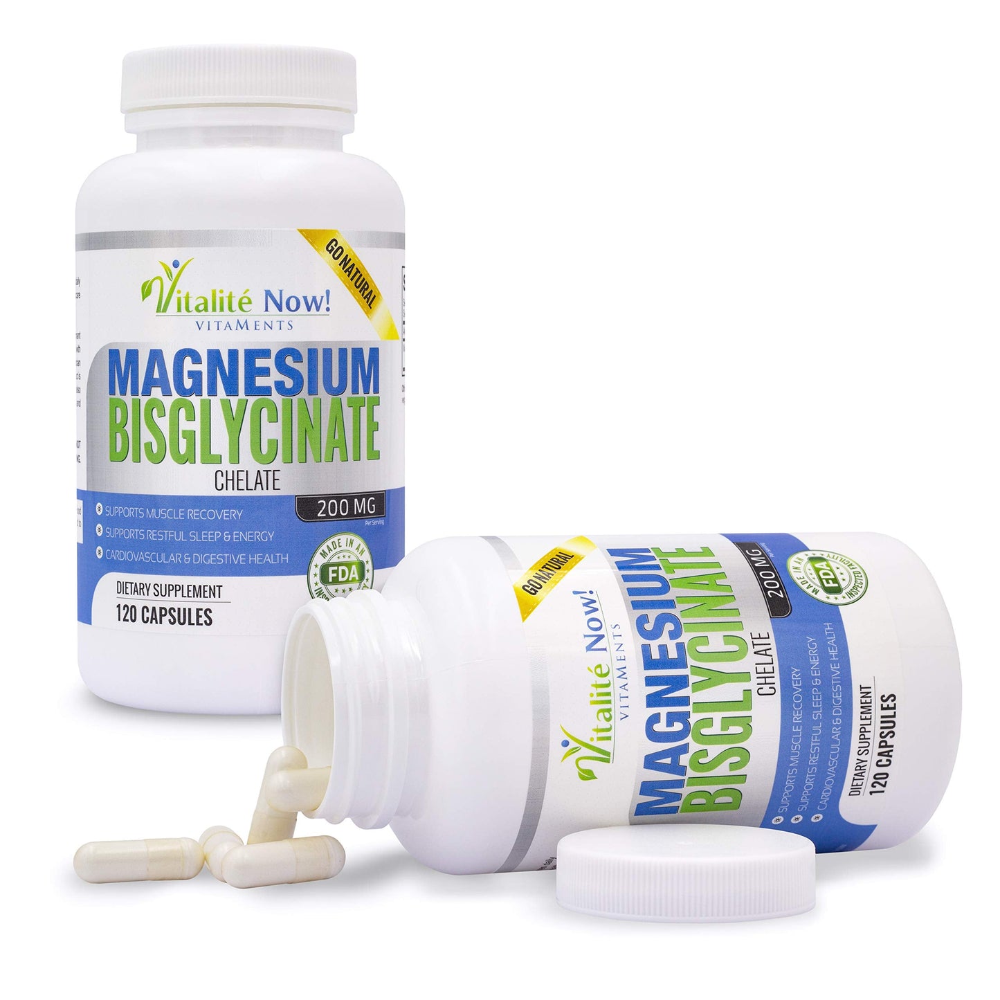 Magnesium Bisglycinate 200mg 100% Chelated - Max Absorption & Bioavailability, Fully Reacted & Buffered, No Laxative Effect - Sleep, Energy, Leg Cramps, Headaches - Non-GMO - Medaid International