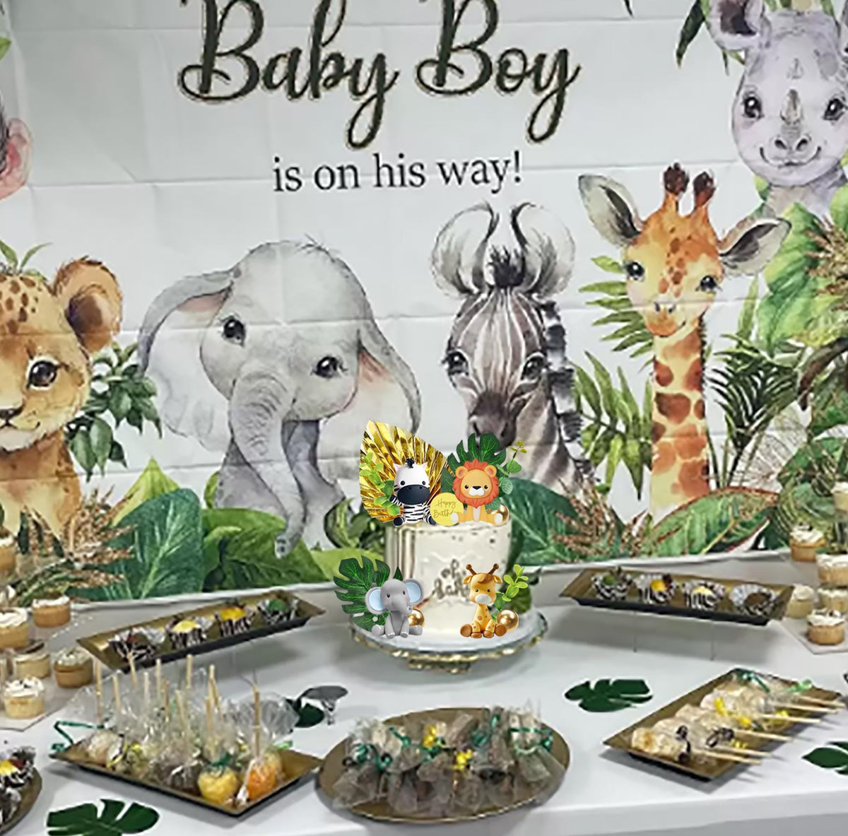 KASTWAVE Jungle Animal Cake Topper, Safari Animal Set Lion Giraffe Elephant Monkey Zebra for Wild Animals Birthday Baby Shower Party Favors Decorations Supplies
