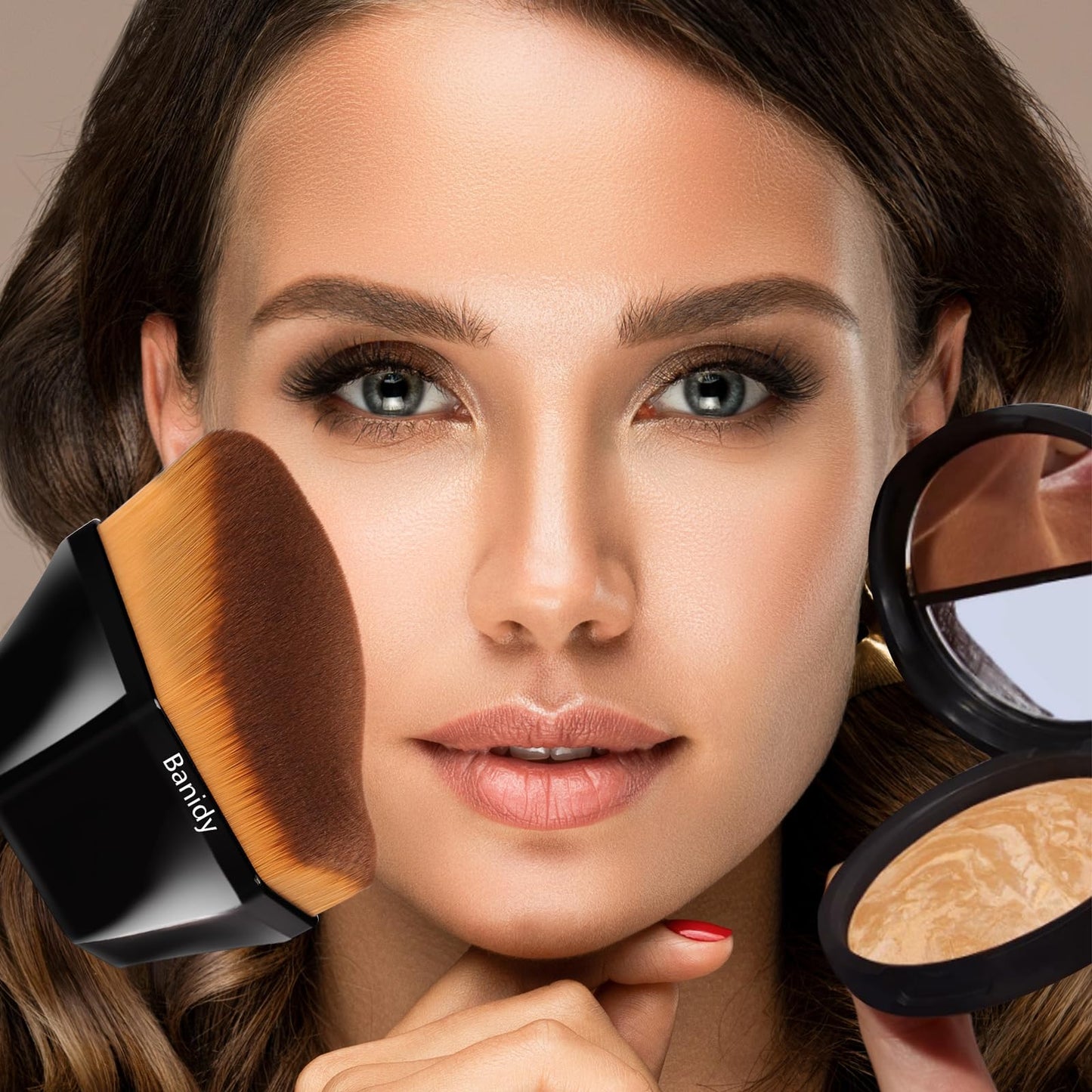 Premium Foundation Brush, Beauty Blender Brushes for Blending Liquid Hexagon Face Blush Liquid Powder Foundation Brush with Protective Case - Medaid International