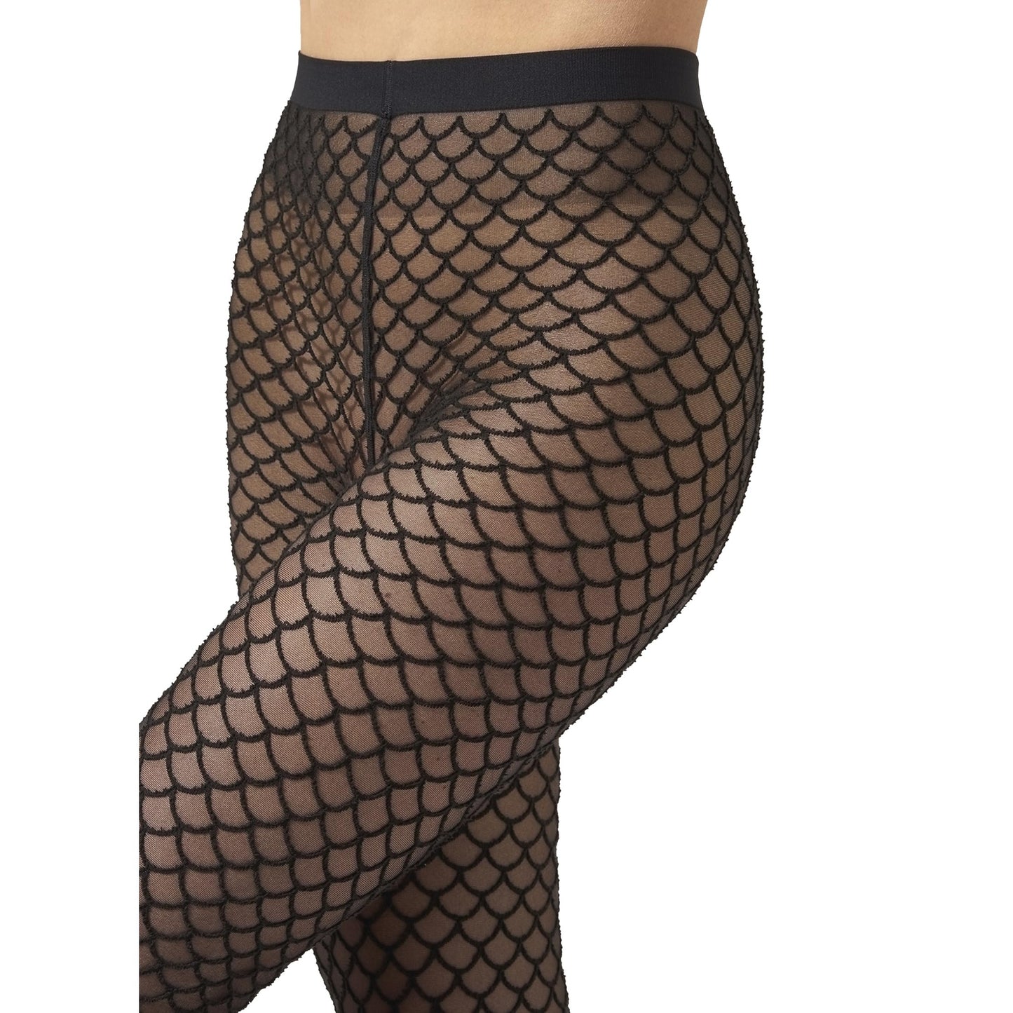 Wolford Velvet Net Illusion Tights Pantyhose for Women Geometric Pattern 3D Effect Sheer Opaque Knit Soft Waistband Hosiery black/Black Small - Medaid International