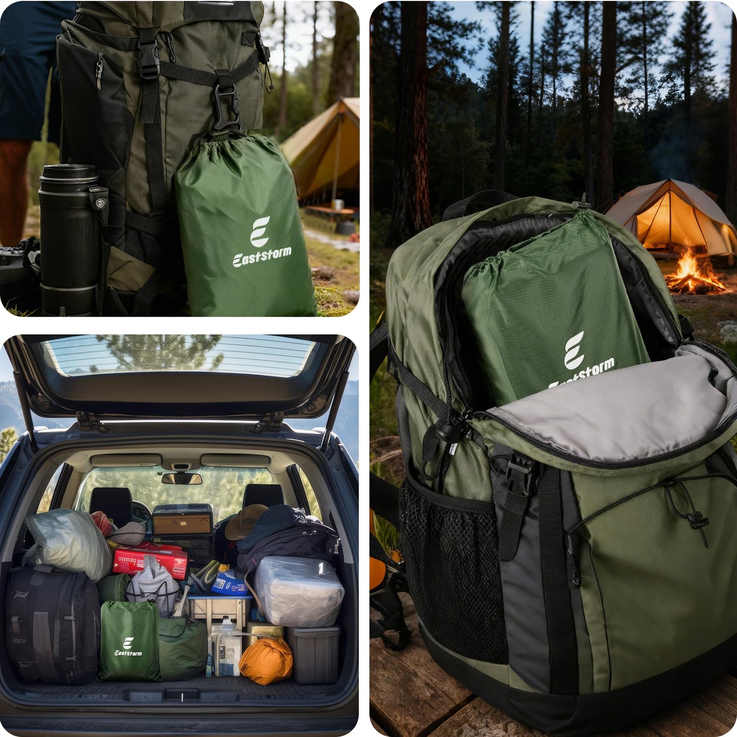 E EASTSTORM Thermal Tarp Survival Shelter Insulated Blanket Reflective 4×7 Ft, All-Weather Space Blankets Emergency Foil Mylar Thermal Blanket for Outdoor Car, Camping, Hiking and Shelter - Green
