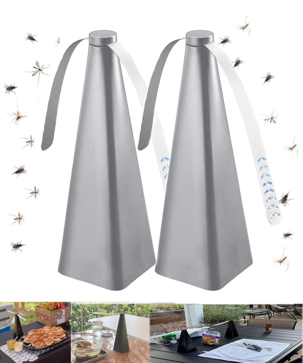 KASTWAVE Fly Repellent Fan, Eco-Friendly Fly Insect Mosquito Repellent Fan, Keep Flies Bugs away from Food for Outdoor Table, Lightweight Portable, Camping Meal Home Hotel Restaurant (Black 3 PCS)
