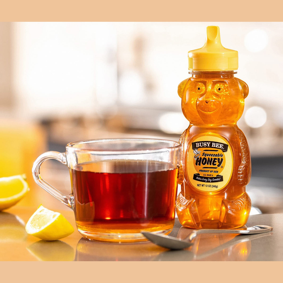 Busy Bee Honey, Grade A, Filtered, Pack of 3 Honey Bears (12 OZ each) - Medaid International