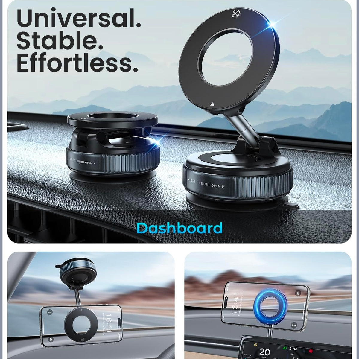 Jononser Magnetic Suction Cup Phone Mount for Magsafe, 360° Adjustable Magnetic Car Phone Holder, Pocket Size Foldable Car Mount, Cell Phone Holders for Your Car for iPhone 17 16 15 14 13 12 Series - Medaid International