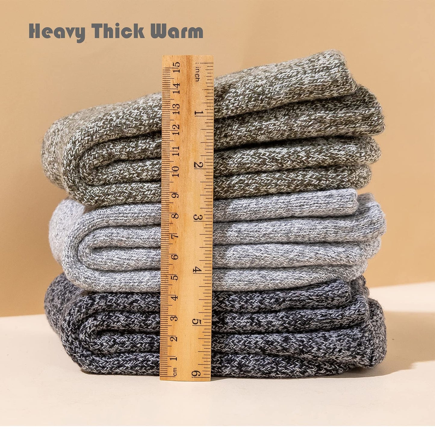 YZKKE 3Pack Mens Super Thick Wool Warm Socks - Soft Comfort Casual Crew Winter Socks - Medaid International