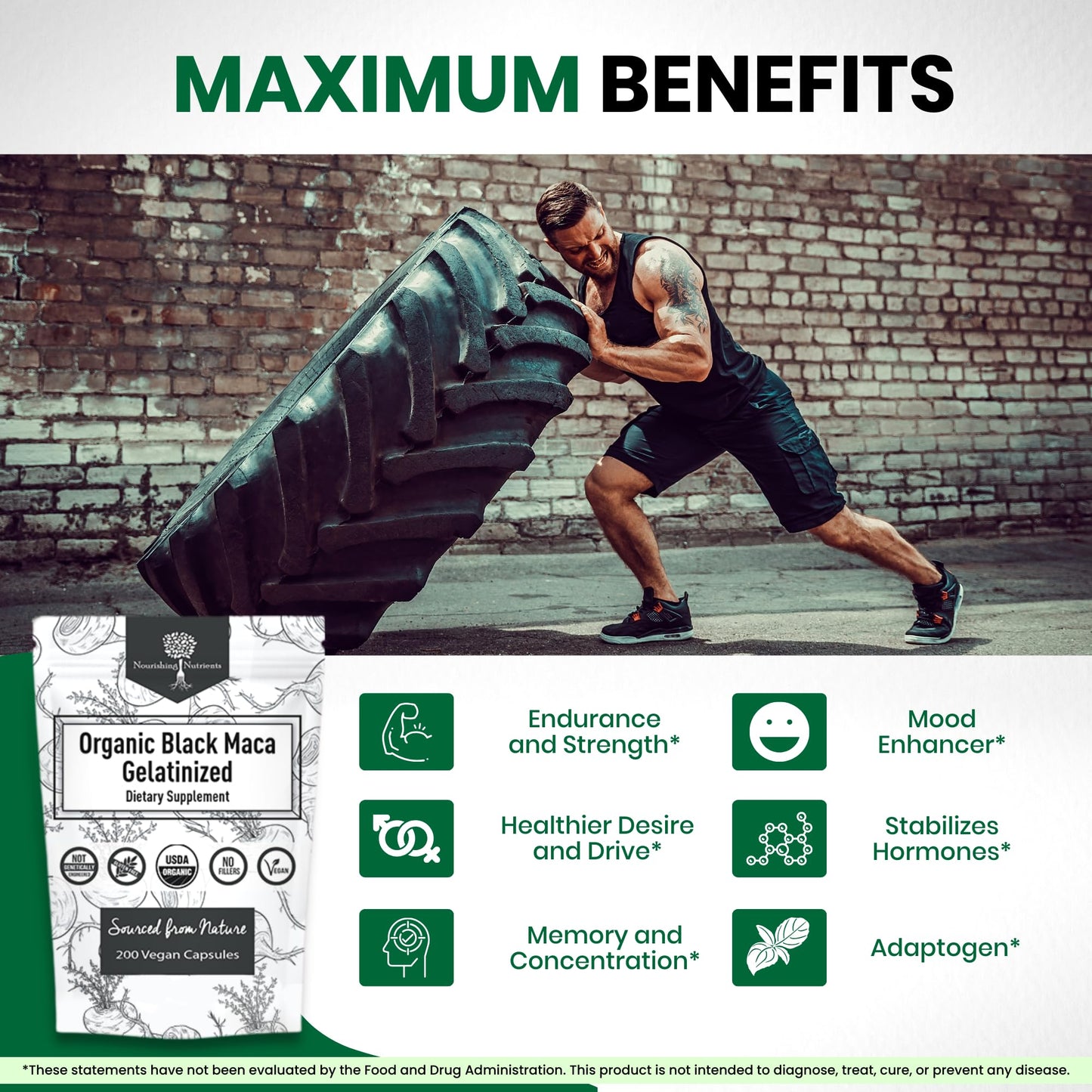 Organic Gelatinized Black Maca – 3X Stronger 200 Capsules for Men & Women, Natural Energy Supplement for Focus, Performance, Stamina & Endurance, Mood Enhancement and Stability, Mental Clarity 1000mg - Medaid International