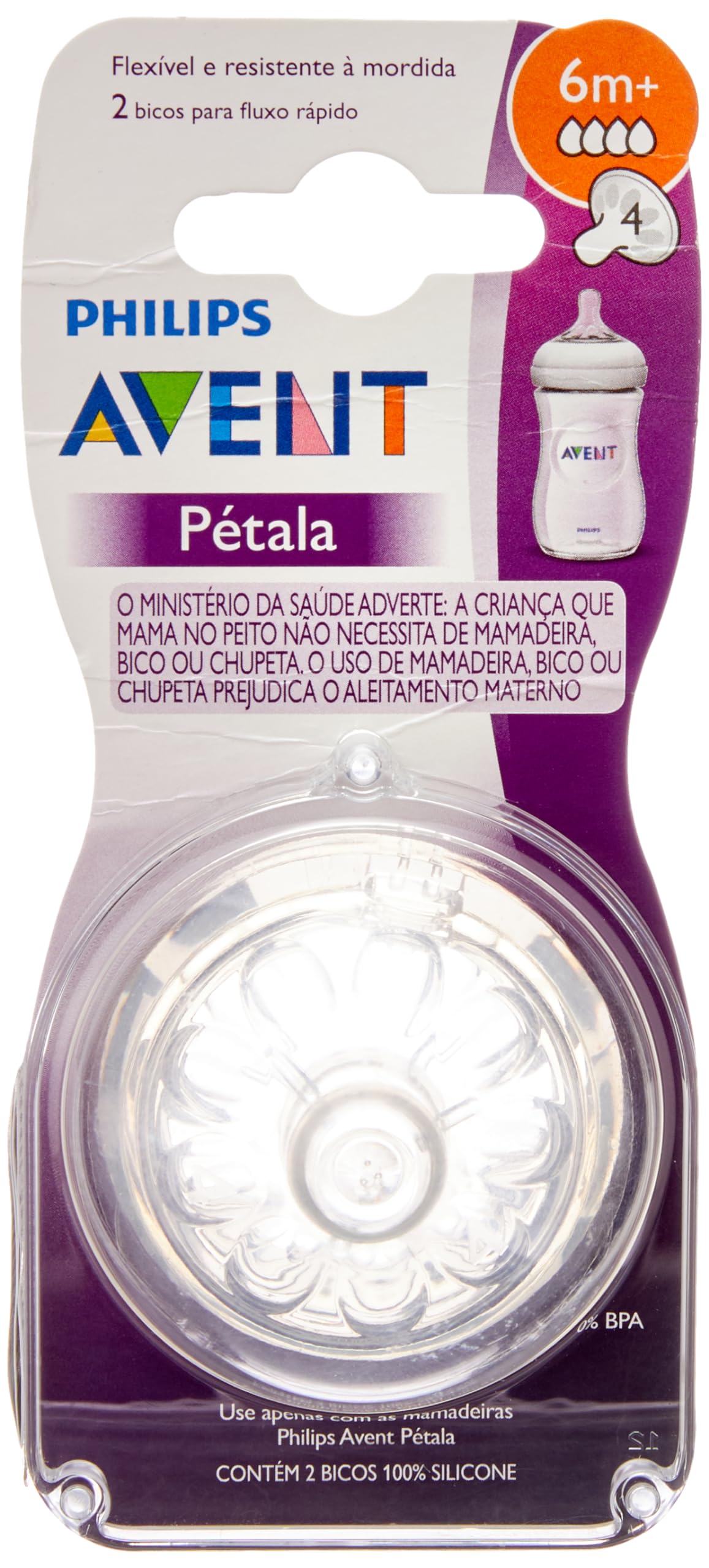 Avent - 2 Natural Teats 2.0 Fast Flow - 4 Holes - 6m+