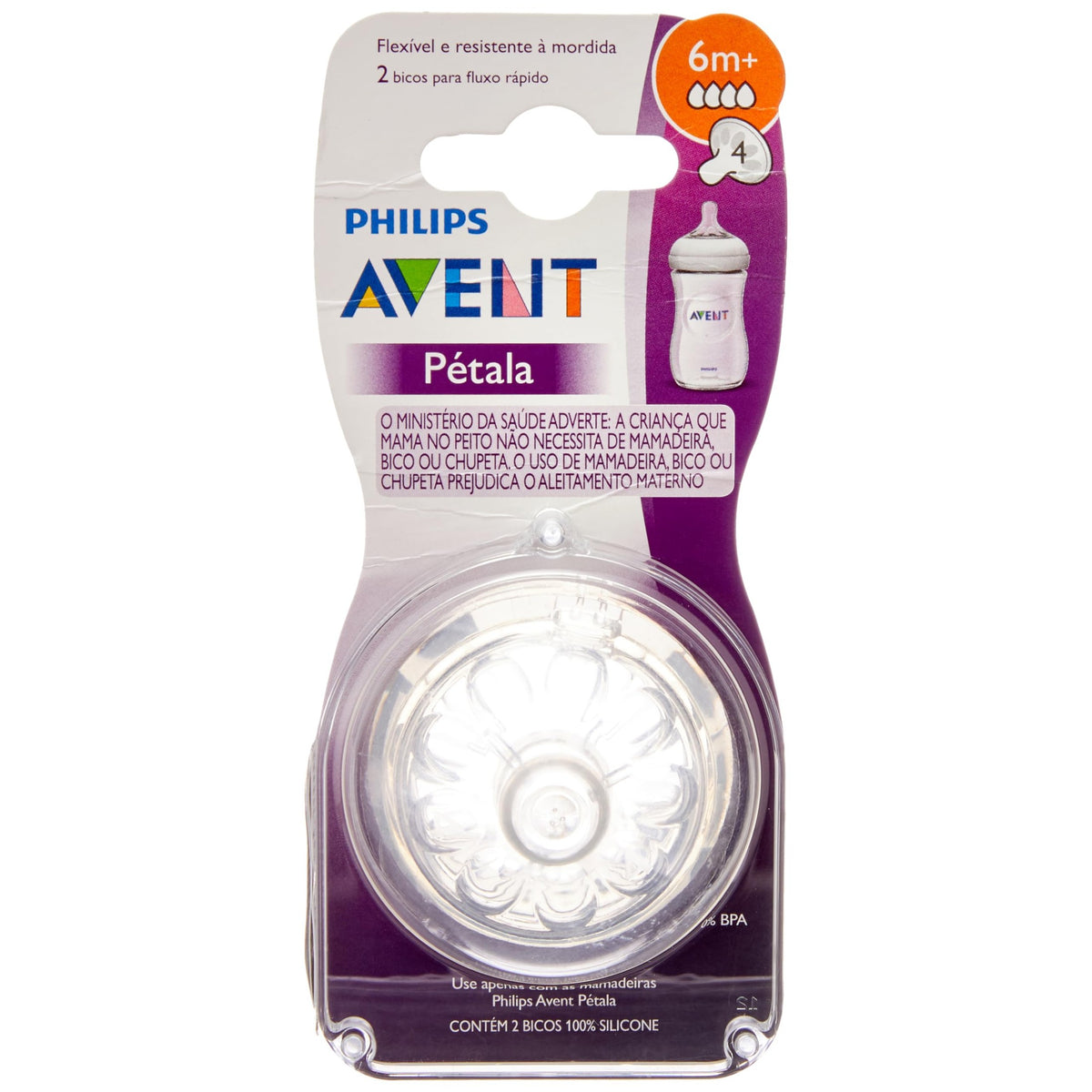 Avent - 2 Natural Teats 2.0 Fast Flow - 4 Holes - 6m+