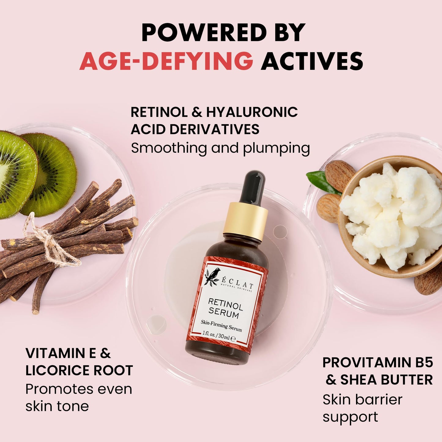 Eclat Skincare Renewing Retinol Serum for Face - Anti Aging Serum with Hyaluronic Acid & Aloe Vera – Hydrates and Improves the Signs of Aging (Fine Lines, Wrinkles & Dark Spots) 1 Fl Oz - Medaid International