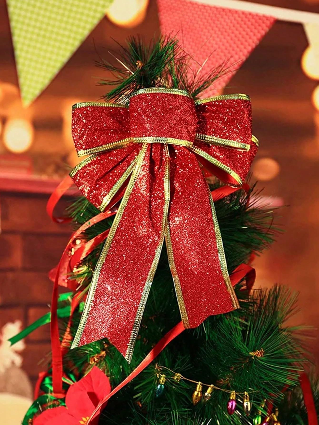 Pure Red Velvet Christmas Bow - Elegant Tree Decoration for Holiday Parties, Festive Gift Accent (1 Piece,Red) - Medaid International