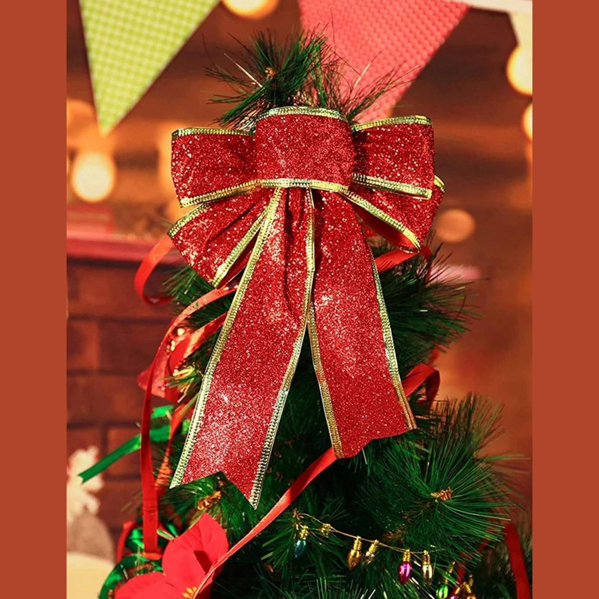 Pure Red Velvet Christmas Bow - Elegant Tree Decoration for Holiday Parties, Festive Gift Accent (1 Piece,Red) - Medaid International