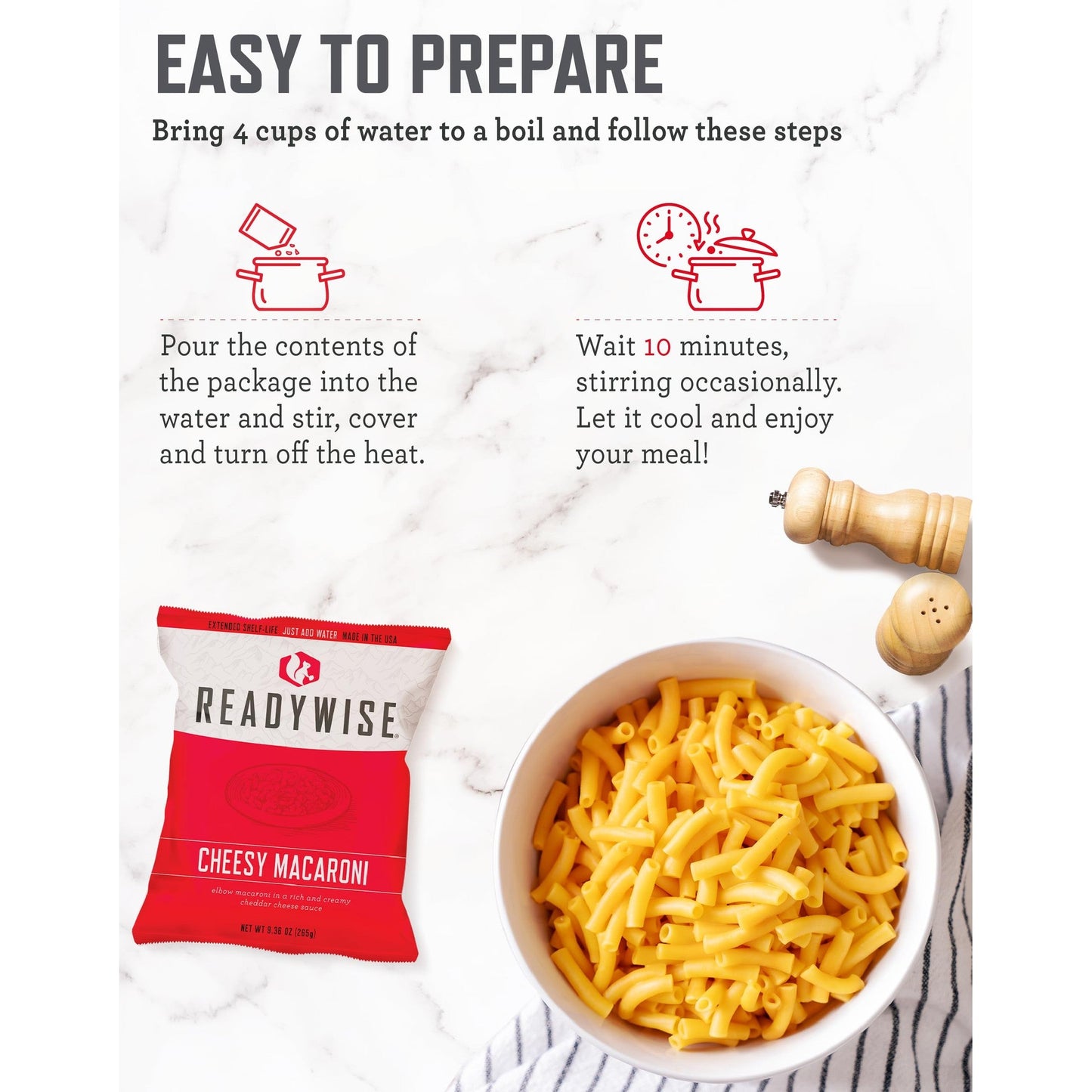 ReadyWise Emergency Food Supply - 72 Hour Survival Kit, 30 Servings of Protein Meals, Freeze Dried Food for Backpacking, Camping Essentials & Disaster Prepping Supplies, up to 25 Year Shelf Life