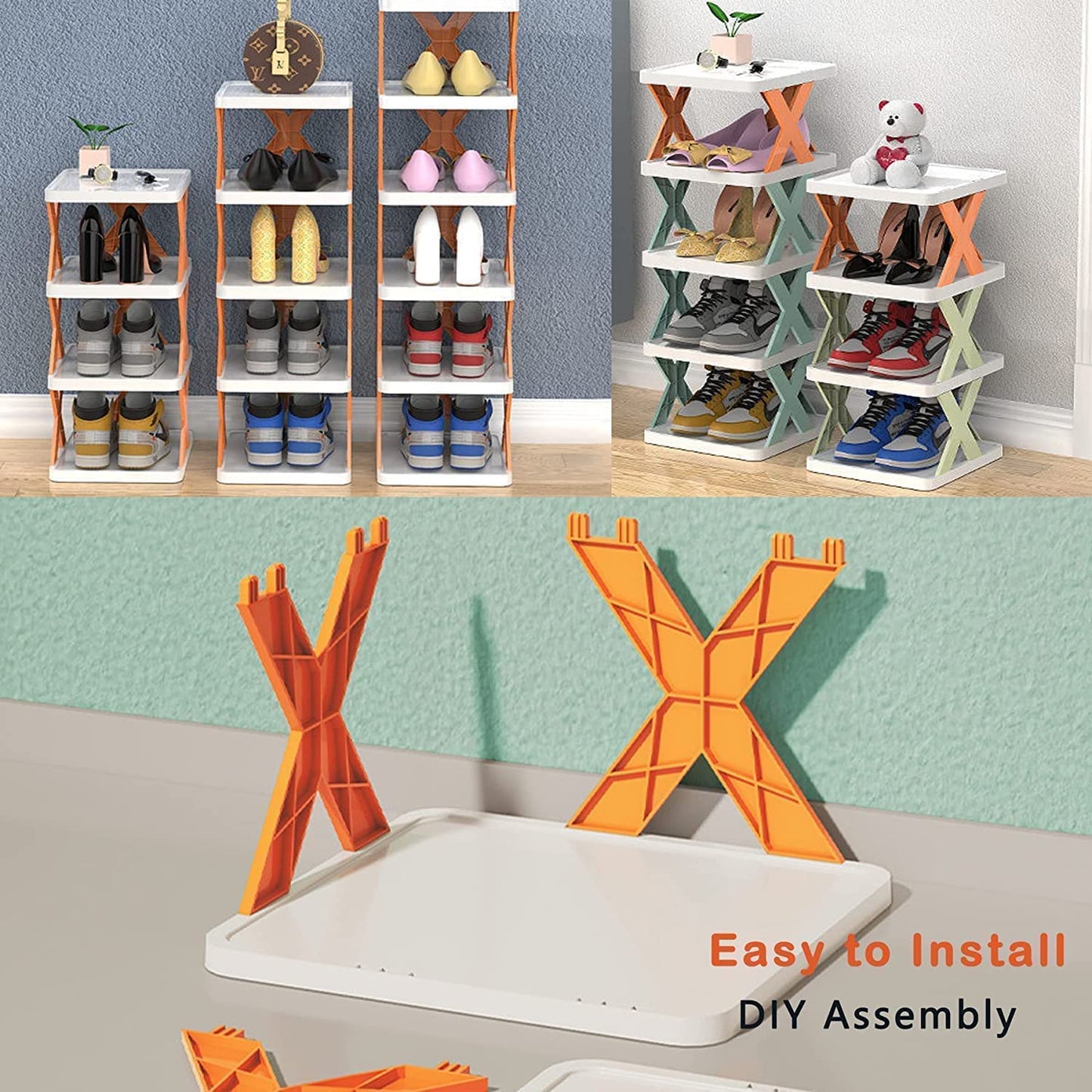 4 Layer Shoes Rack Adjustable Foldable Shoe
