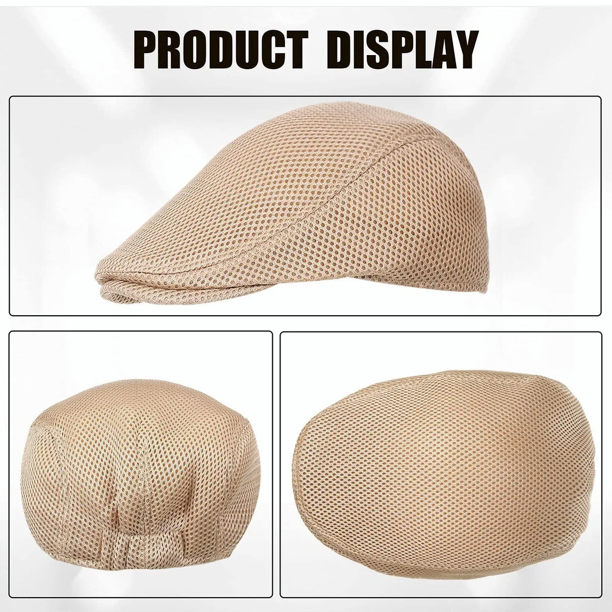 TERRIFI Men's Mesh Flat Cap Breathable Summer Newsboy Hat Cabbie Flat Cap 6 Pieces