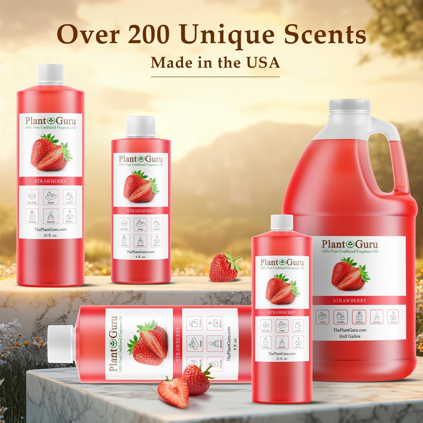 Strawberry Fragrance Oil 8 fl. oz. Scented Oil for DIY Soap Making, Candles, Bath Bombs, Body Butters. Used in Aromatherapy Diffusers, Burners and Warmers. Great Addition to Lotions and Creams. - Medaid International