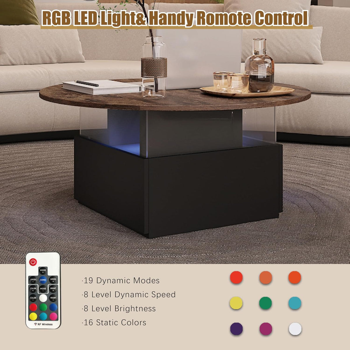 LED Modern Living Room Table with Storage