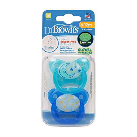 DrBrown's - Prevent Soother Glow In The Dark Stage 2 - (6-12m) - 2pack - Blue