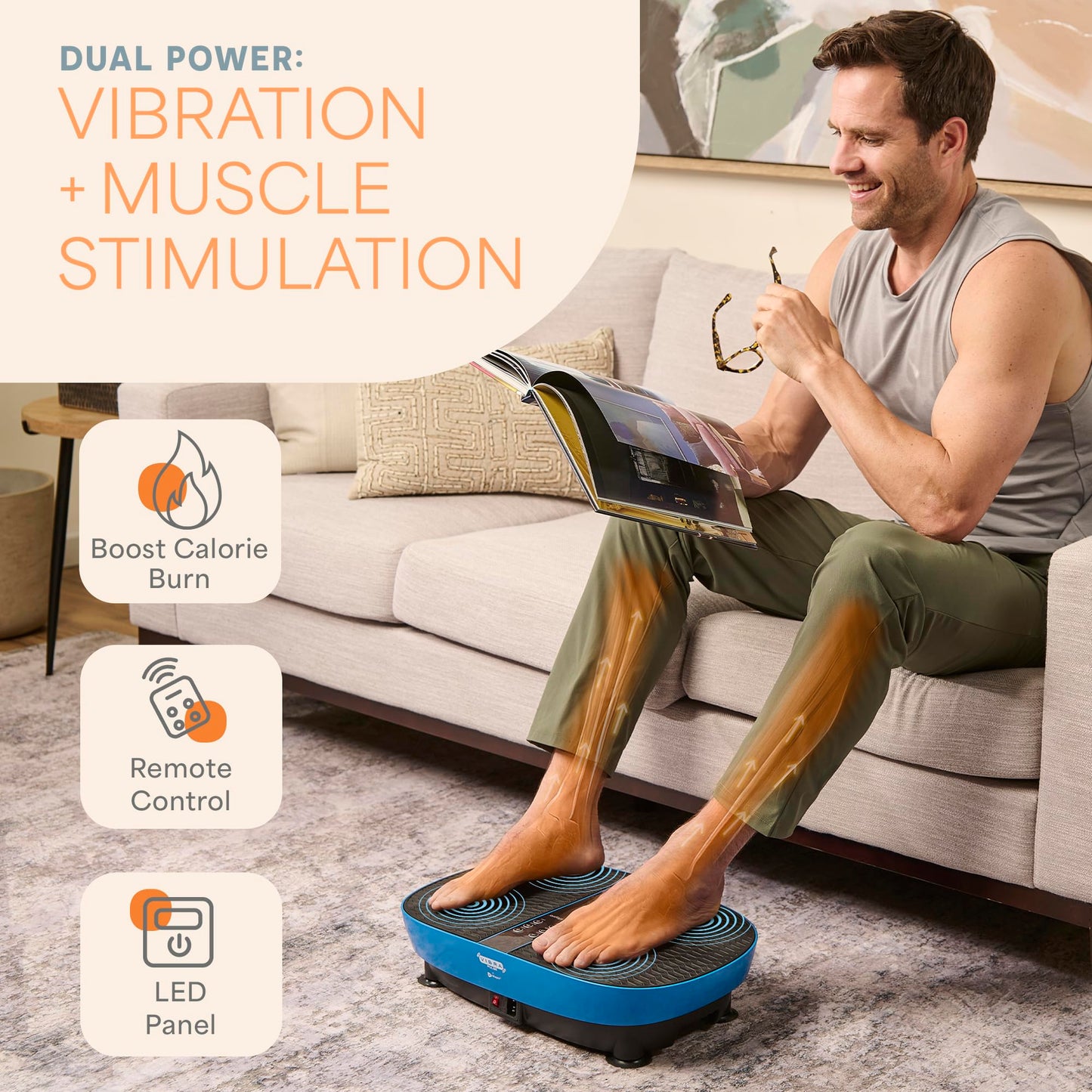 Lifepro Vibration Plate with Built-in Footpad Pulse Technology – Whole Body Vibrating Plate Exercise Machine for Muscle Toning and Comfort – 99 Speeds, 9 Programs, Remote, Bands, Max Weight 265 lbs