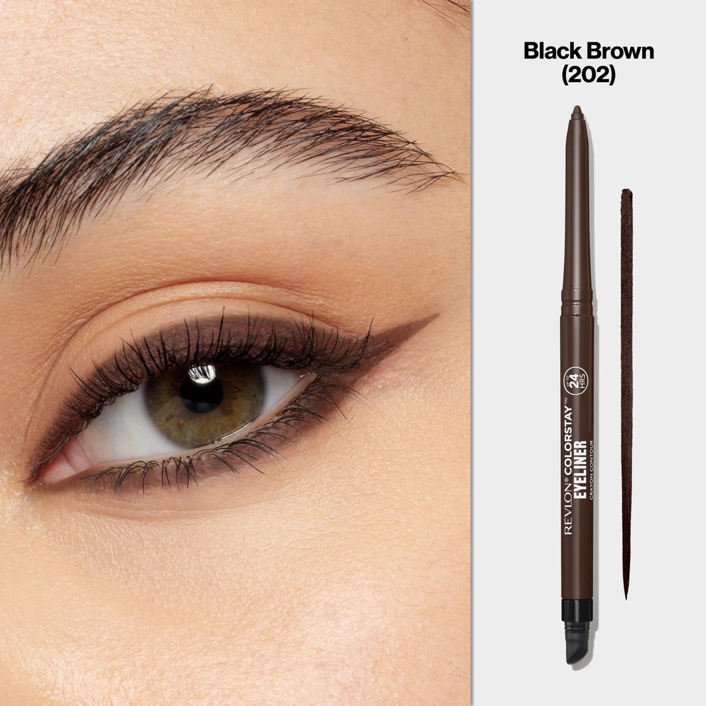 Revlon ColorStay Pencil Waterproof Eyeliner, Smudge-Proof, Eye Makeup with Built-In Sharpener, 202 Black Brown, 0.01 oz - Medaid International