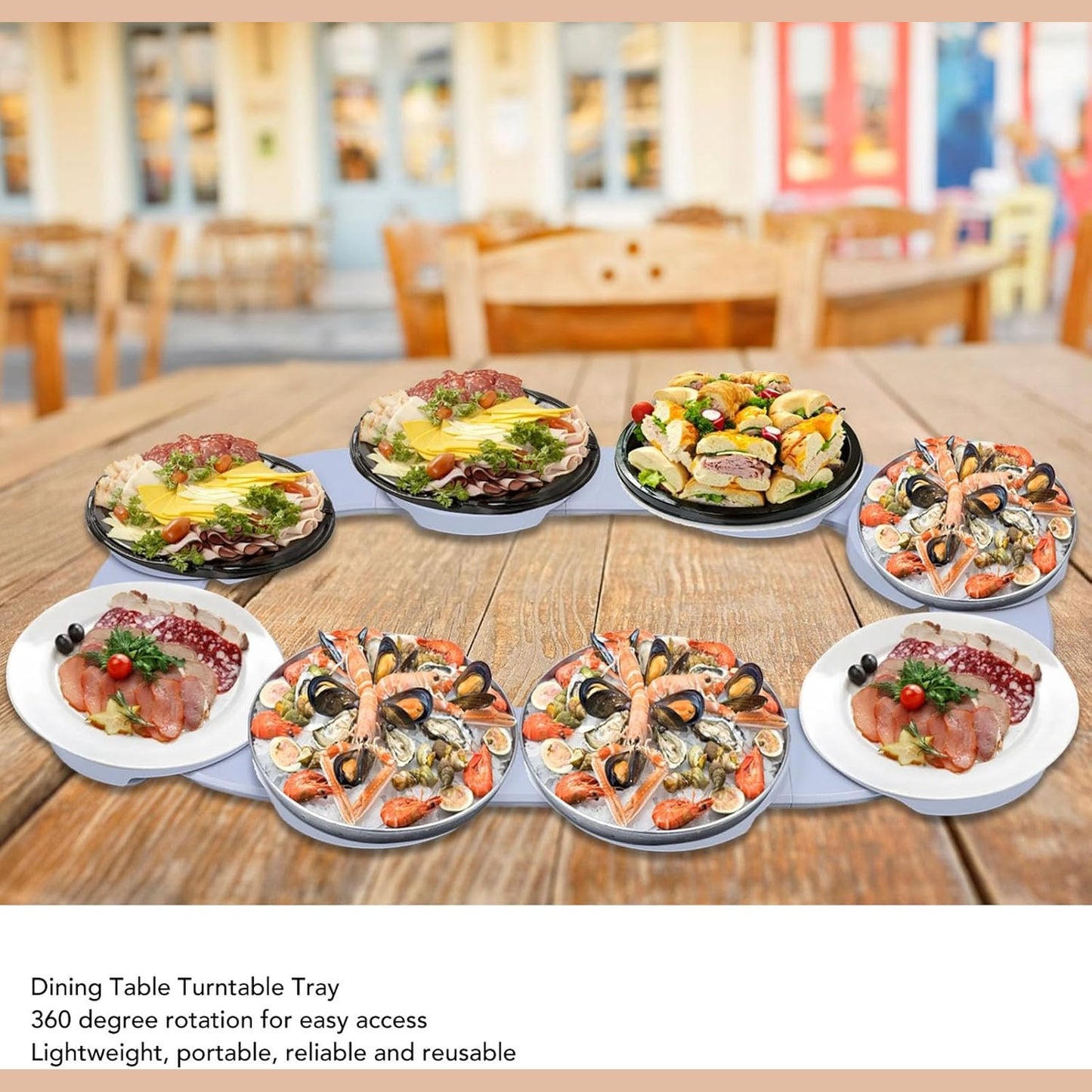 8 Dish Rotating Serving Tray Dining Table Extending Tableware