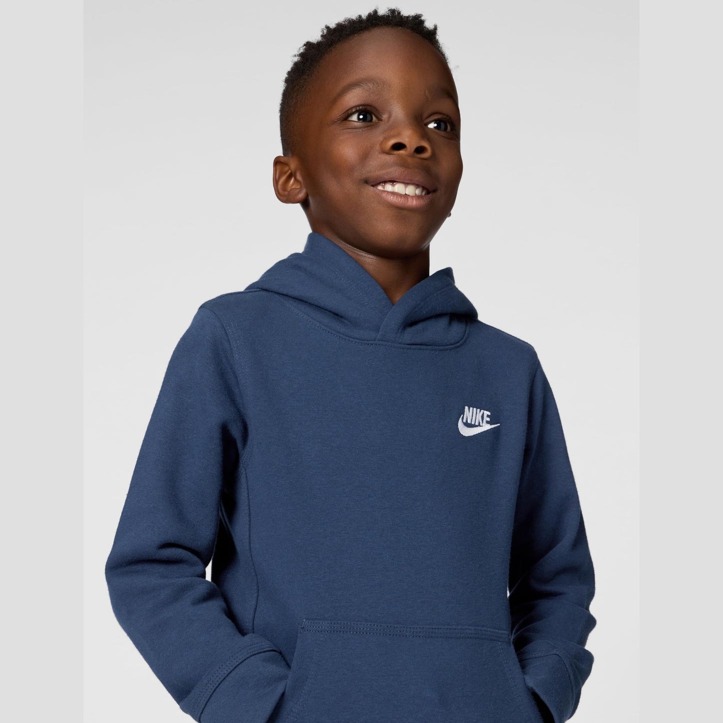 Nike Kids' Little Sportswear Club Fleece Pullover Hoodie, Midnight Navy/White - Medaid International