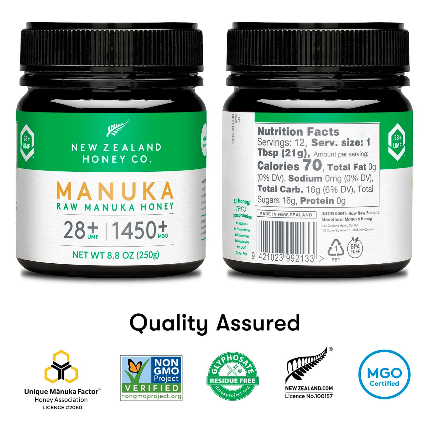 New Zealand Honey Co. Raw Manuka Honey UMF 28+ | MGO 1450+, UMF Certified / 8.8oz - Medaid International